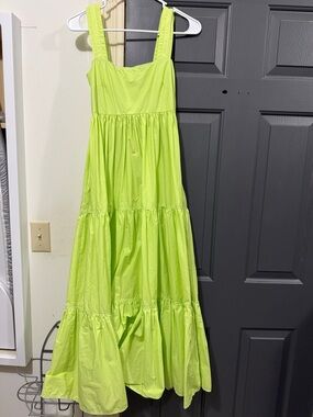 HUNTER BELL Neon Lime Tiered Maxi Dress